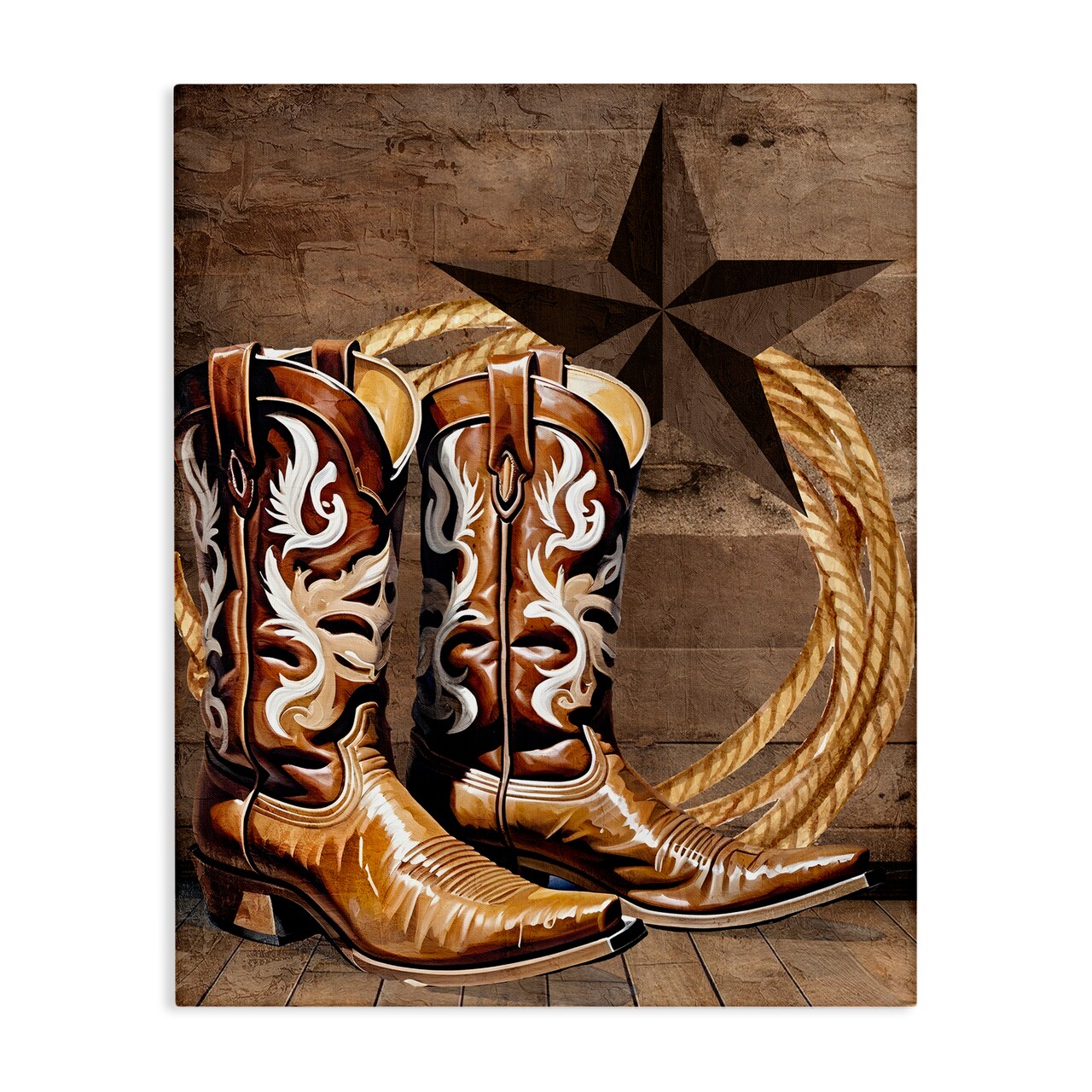 Stupell Industries Cowboy Boots Lone Star Canvas By Kim Allen